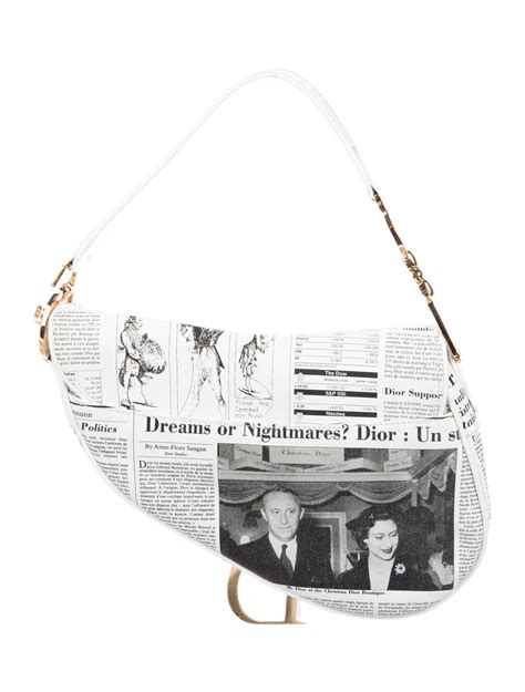 dior black and white newspaper bag.